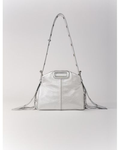Maje Woman's Cow Lining: Metallic Leather Mini Miss M Bag For Spring/summer, One Size, In Color Silver / Gray - White