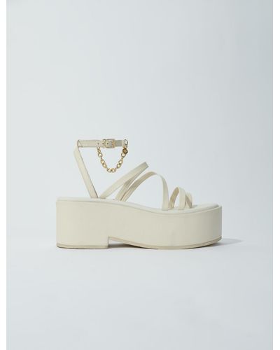 Maje Leather Platform Sandals - White