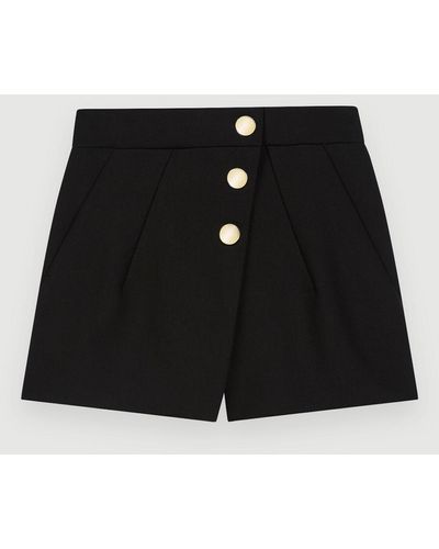 Maje Trompe L'oeil Shorts, Mirrored Buttons - Black