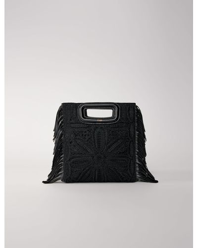 Maje Woman's Polyester Leather: Crochet-knit M Bag For Fall/winter, One Size, In Color Black / Black