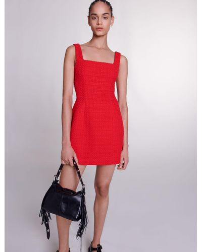 Maje Short Tweed Dress - Red