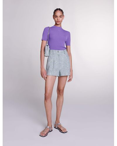 Maje Tweed Shorts - Purple