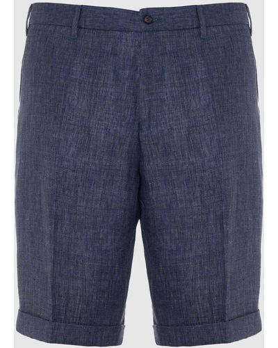 Malo Linen-Blend Bermuda Shorts - Blue
