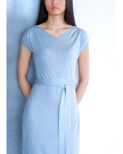 Malo Silk And Cotton Dress - Blue