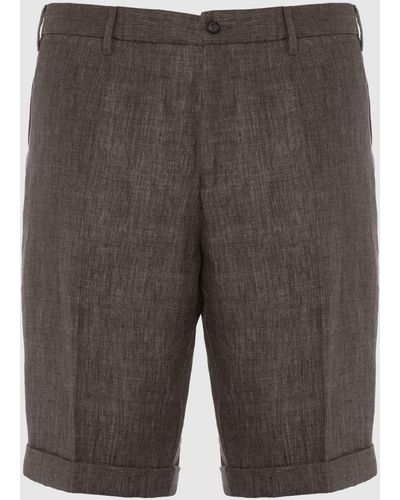 Malo Linen-Blend Bermuda Shorts - Gray