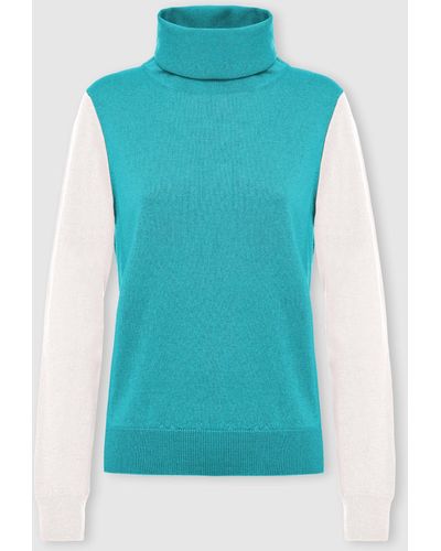 Malo Cashmere Turtleneck Sweater, Candies - Blue