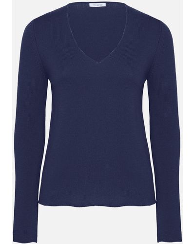 Malo V-Neck Cashmere Sweater - Blue