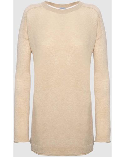 Malo Cotton Crewneck Sweater - Natural