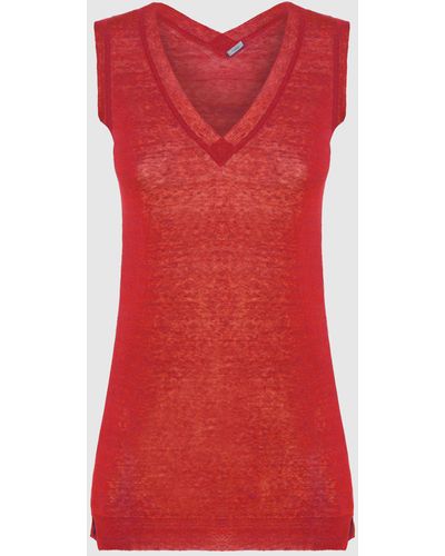 Malo Linen Blend Top - Red