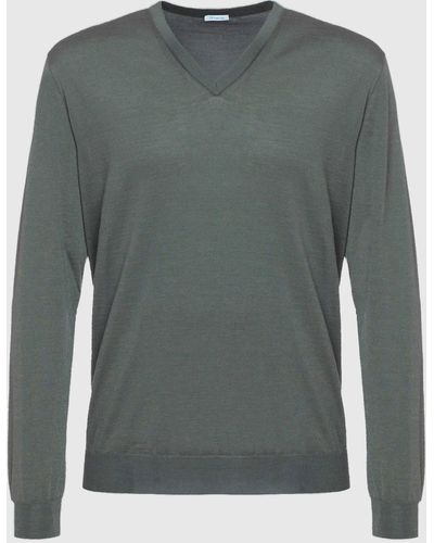 Malo Cashmere And Silk V-Neck Sweater - Green