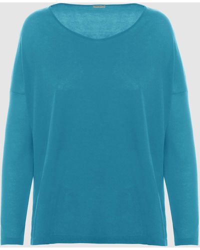 Malo Cotton Crewneck Sweater - Blue