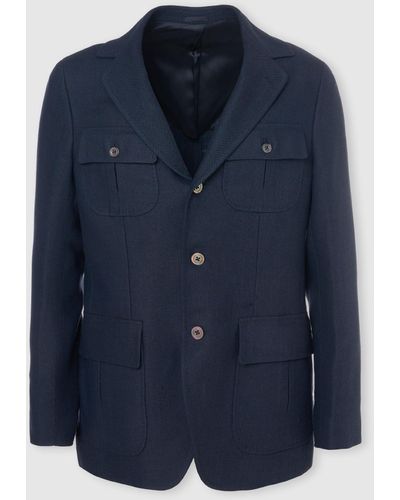 Malo Linen Jacket - Blue