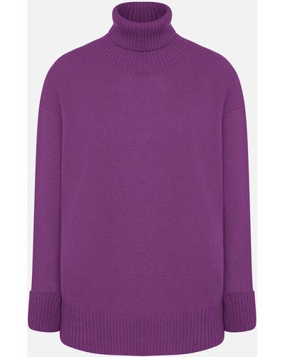 Malo Cashmere Turtleneck Sweater - Purple