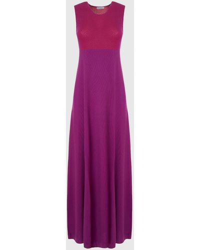 Malo Silk And Cotton Dress - Purple