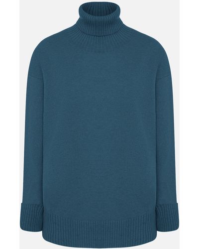 Malo Cashmere Turtleneck Sweater - Blue