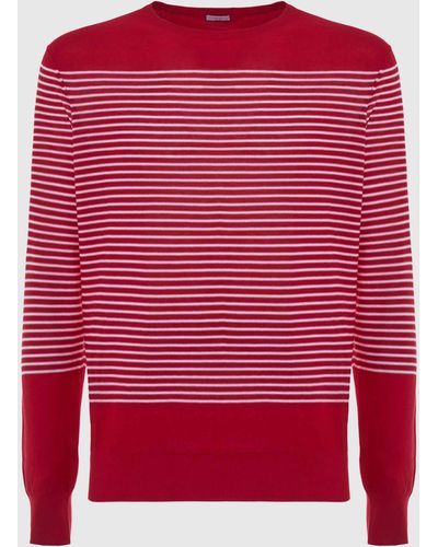 Malo Cotton Crewneck Sweater - Red