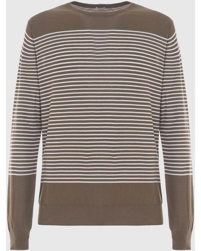 Malo Cotton Crewneck Sweater - Gray