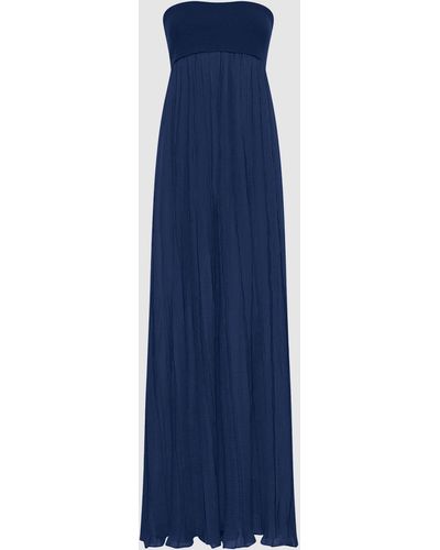 Malo Long Pleated Dress - Blue