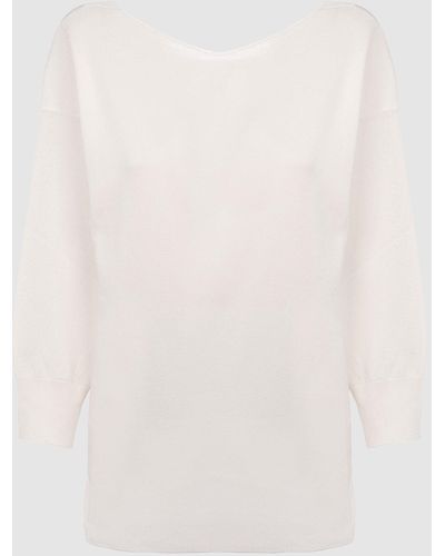 Malo Viscose And Cotton Crewneck Sweater - White