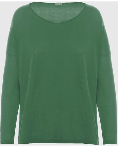 Malo Cotton Crewneck Sweater - Green