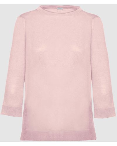 Malo Silk And Cotton Crewneck Sweater - Pink