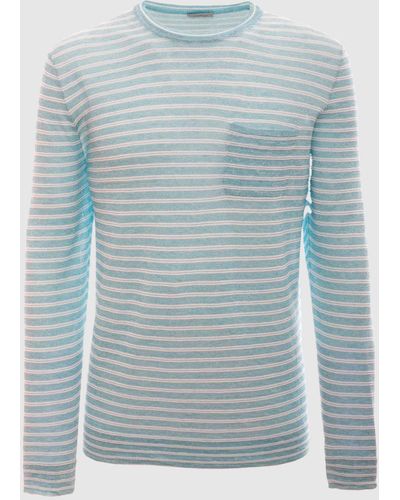 Malo Cotton And Linen Crewneck Sweater - Blue