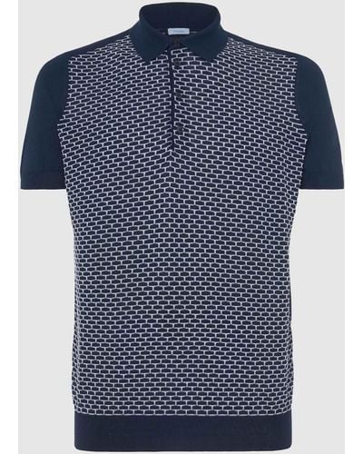 Malo Cotton Knitted Polo - Blue