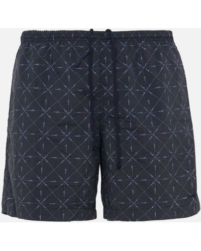 Malo Printed Long Beach Shorts - Blue