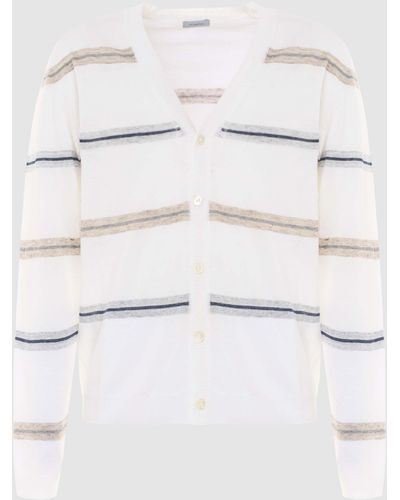Malo Linen And Cotton Cardigan - Natural