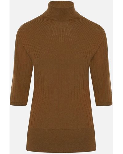 Malo Organic Virgin Wool Turtleneck Sweater - Brown