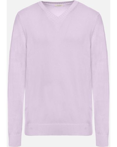 Malo Cotton V-Neck Sweater - Purple