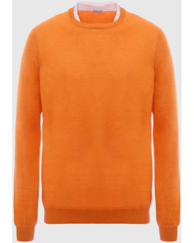 Malo Cashmere And Silk Crewneck Sweater - Orange