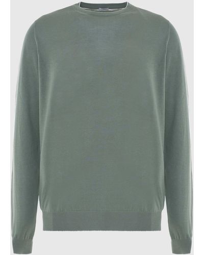 Malo Cotton Crewneck Sweater - Green