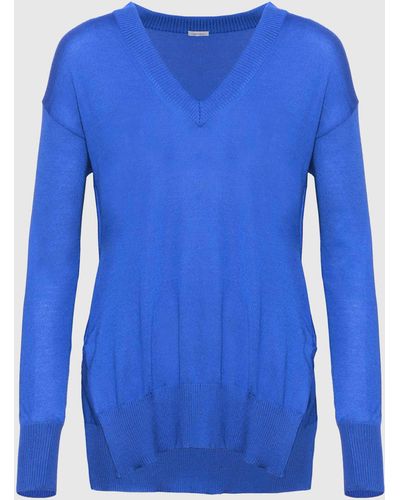 Malo Cashmere And Silk V Neck Sweater - Blue