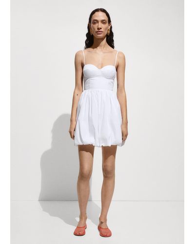 Mango Short Flared Dress - White