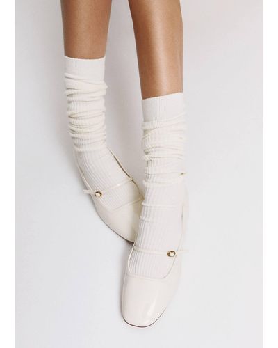 Mango Long Ribbed Socks - White