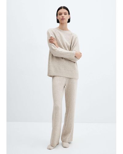 Mango Cotton-linen Knitted Trousers - White