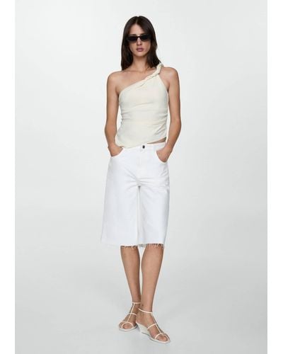 Mango Oversized Denim Bermuda Shorts - White