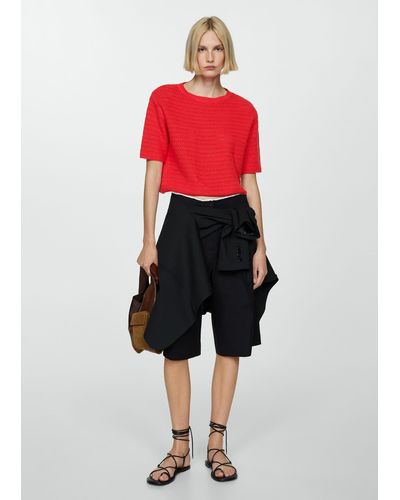 Mango Knitted Jumper With Openwork Details Coral - Red