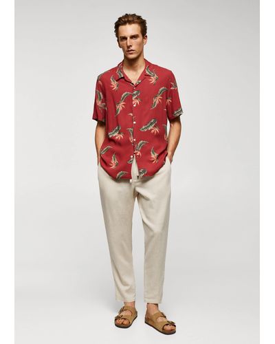 Mango Regular-fit Hawaiian-print Shirt - Red