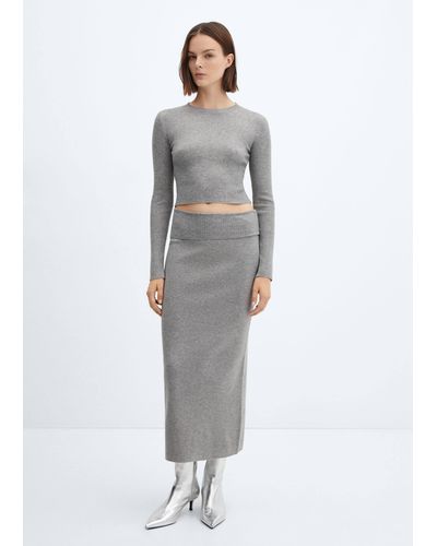 Mango Long Knitted Skirt Medium Heather - Grey