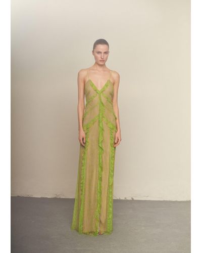 Mango Lace Dress With Ruffle Design - Natural