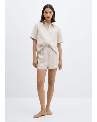 Mango Linen Pyjama Shorts - White