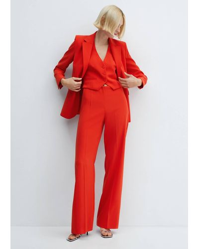 Mango Straight-fit Suit Jacket Coral - Red