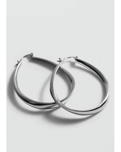 Mango Oval Hoop Earrings - Grey