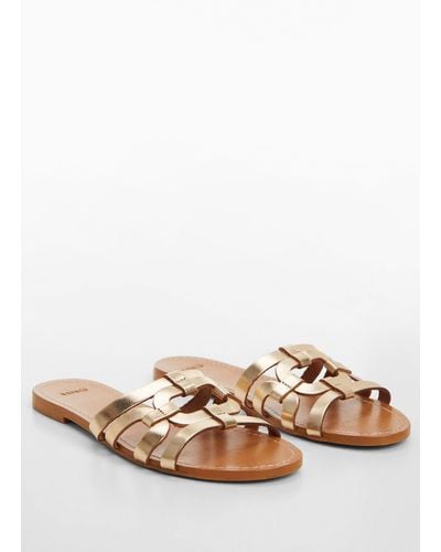 Mango Leather Straps Sandals - Metallic