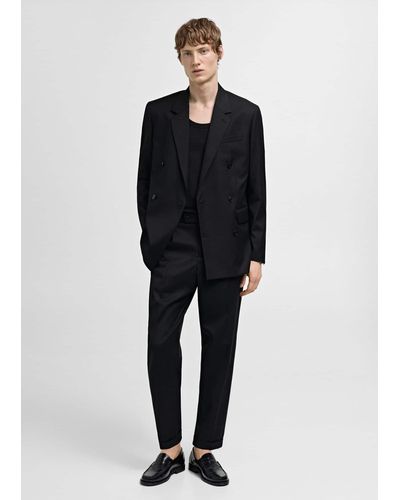 Mango Regular Fit Suit Trousers - Black