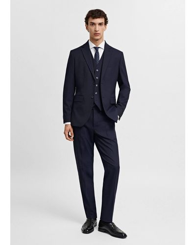 Mango Stretch Fabric Slim-fit Suit Trousers - Blue