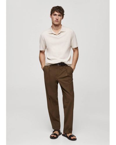 Mango Fine Knit Cotton Polo Shirt - White