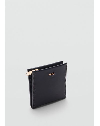 Mango Embossed Wallet With Logo Dark - Blue